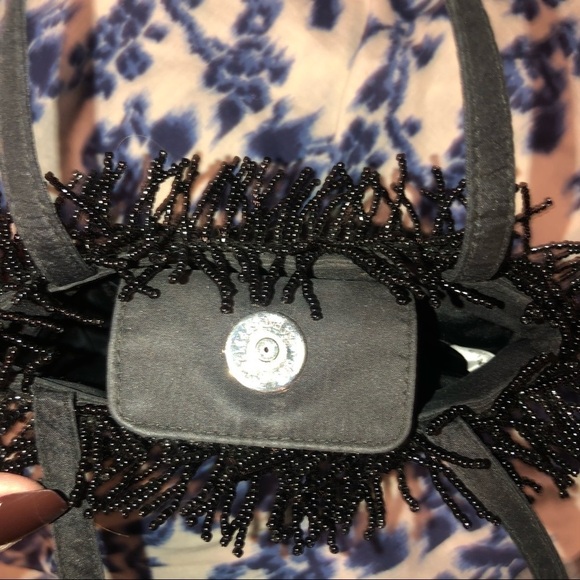 Inge Christopher Vintage Black beaded Fringe Clutch Purse small - Picture 7 of 10